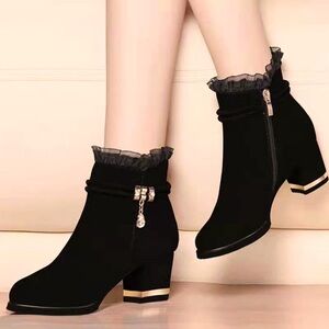 Korean Fashion Suede Ankle Lace Zipper Short Boots with Heels For Women , New!!!